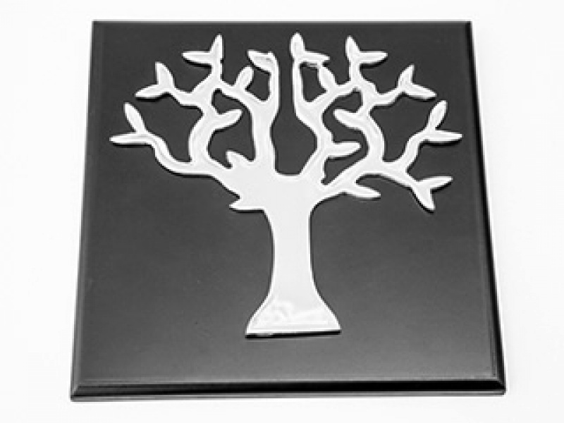 ADORNO ARBOL DE PEWTER HOJAS MADERA CHOCOLATE CH